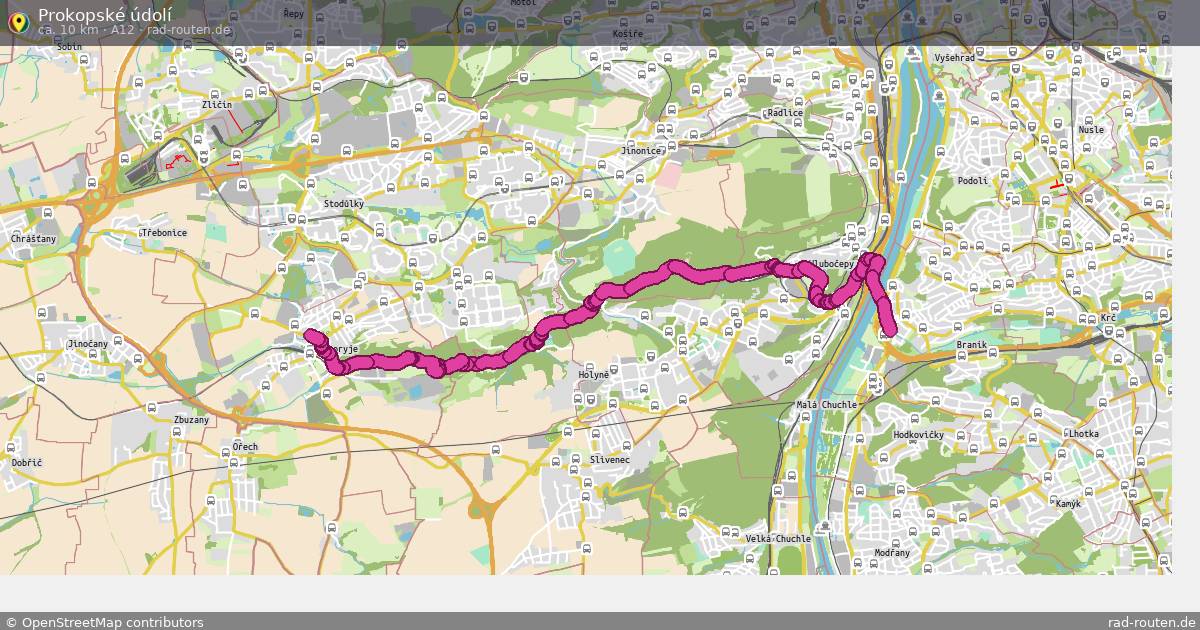 Prokopské údolí (A12) – Fernradroute auf Rad-Routen.de