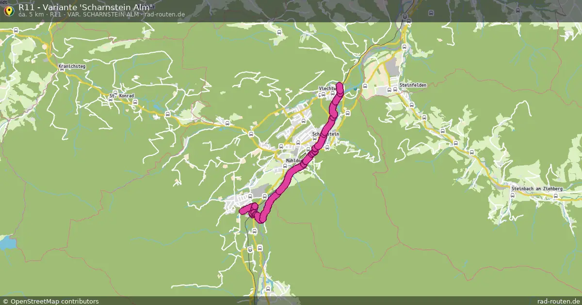 R11 - Variante 'Scharnstein Alm' (R11 - Var. Scharnstein Alm) – Fernradroute auf Rad-Routen.de