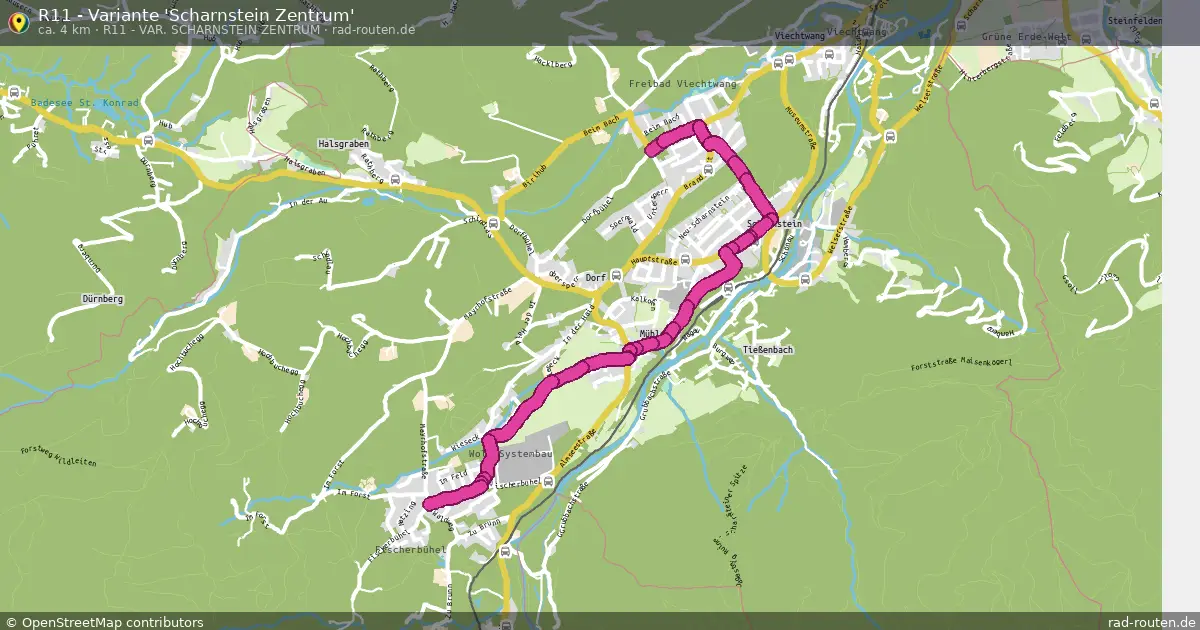 R11 - Variante 'Scharnstein Zentrum' (R11 - Var. Scharnstein Zentrum) – Fernradroute auf Rad-Routen.de
