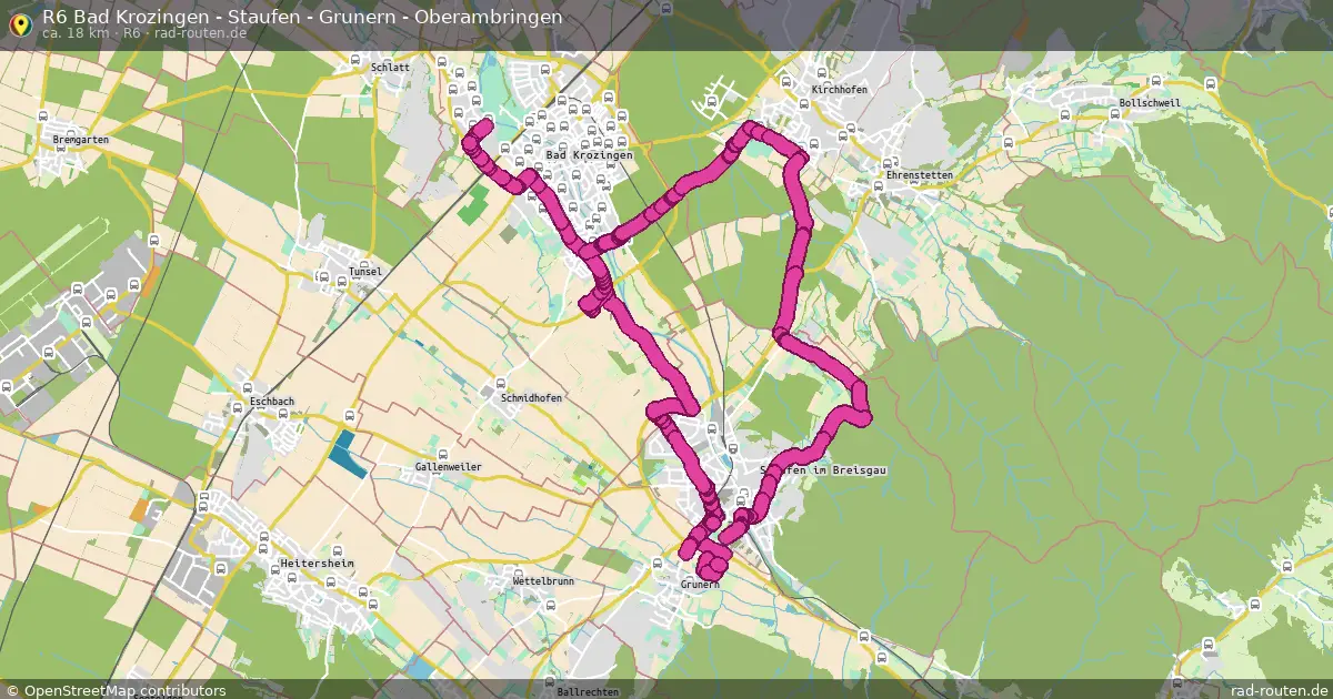 R6 Bad Krozingen - Staufen - Grunern - Oberambringen (R6) – Fernradroute auf Rad-Routen.de