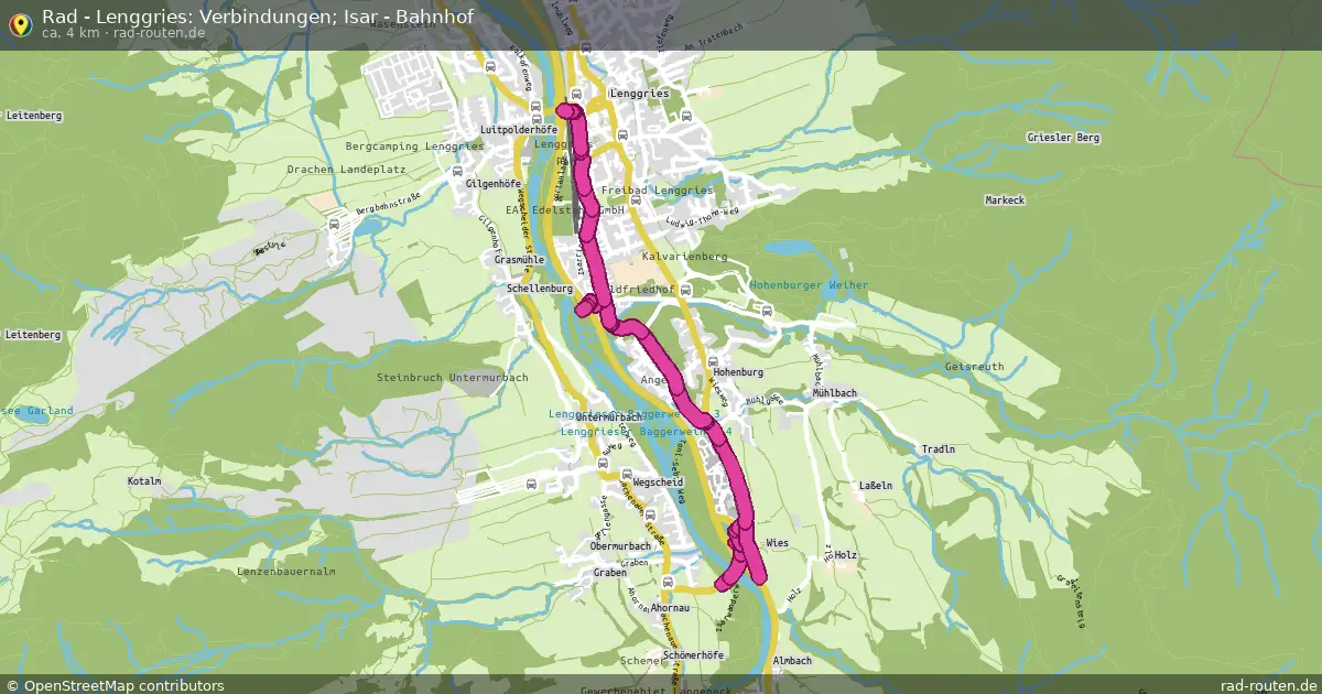 Rad - Lenggries: Verbindungen; Isar - Bahnhof