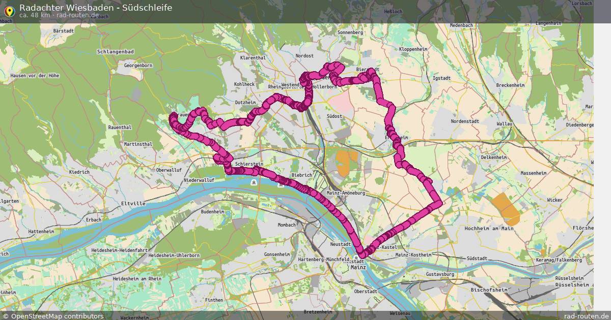Radachter Wiesbaden - Südschleife – Fernradroute auf Rad-Routen.de