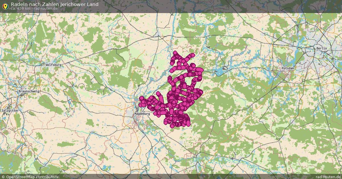 Radeln nach Zahlen Jerichower Land – Fernradroute auf Rad-Routen.de