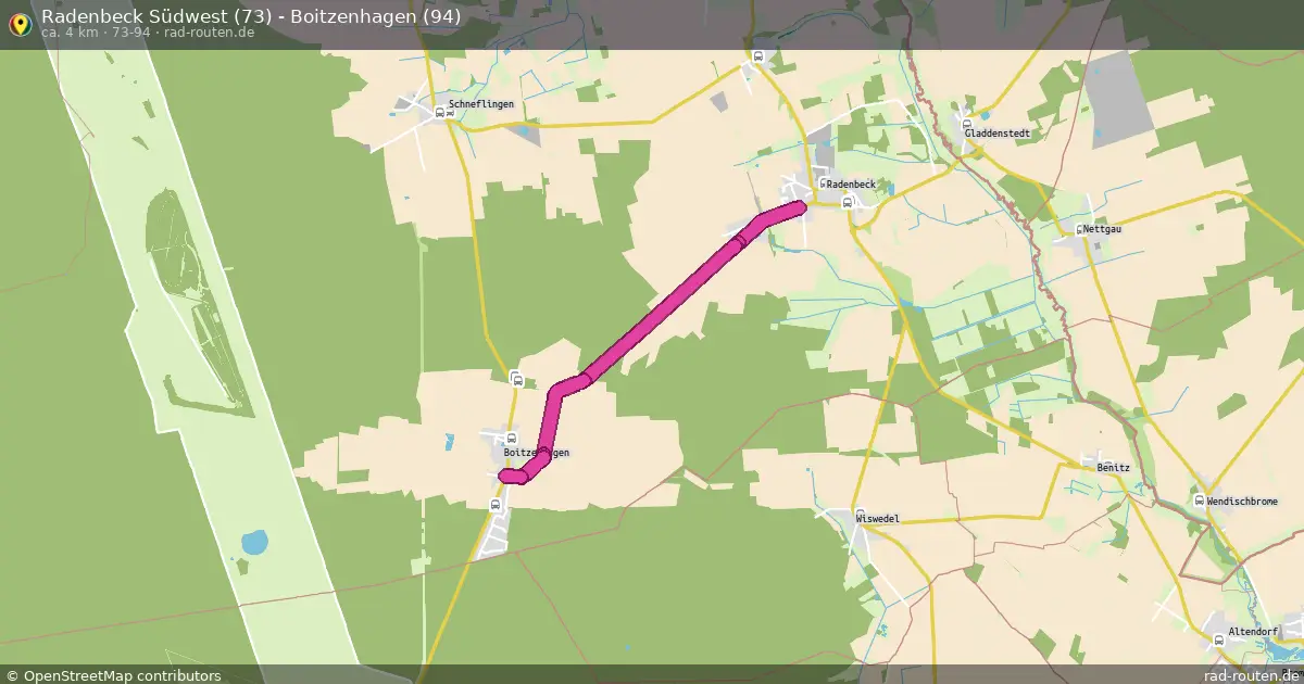 Radenbeck Südwest (73) - Boitzenhagen (94) (73-94) – Fernradroute auf Rad-Routen.de