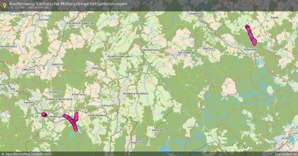 Radfernweg Sächsische Mittelgebirge Ortsanbindungen – Fernradroute auf Rad-Routen.de