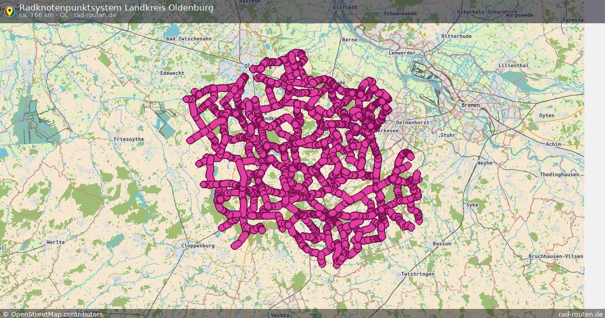 Radknotenpunktsystem Landkreis Oldenburg (OL) – Fernradroute auf Rad-Routen.de
