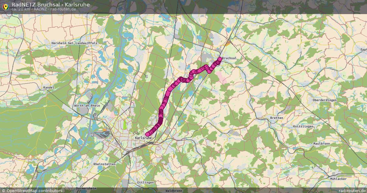 RadNETZ Bruchsal - Karlsruhe (RadNZ) – Fernradroute auf Rad-Routen.de