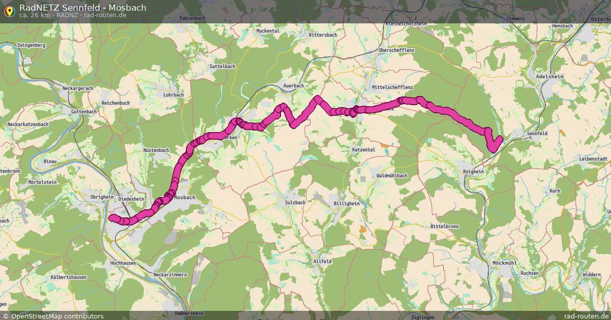 RadNETZ Sennfeld - Mosbach (RadNZ) – Fernradroute auf Rad-Routen.de