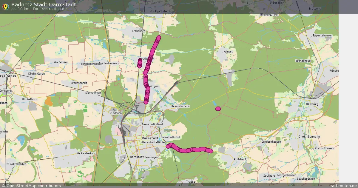 Radnetz Stadt Darmstadt (DA) – Fernradroute auf Rad-Routen.de
