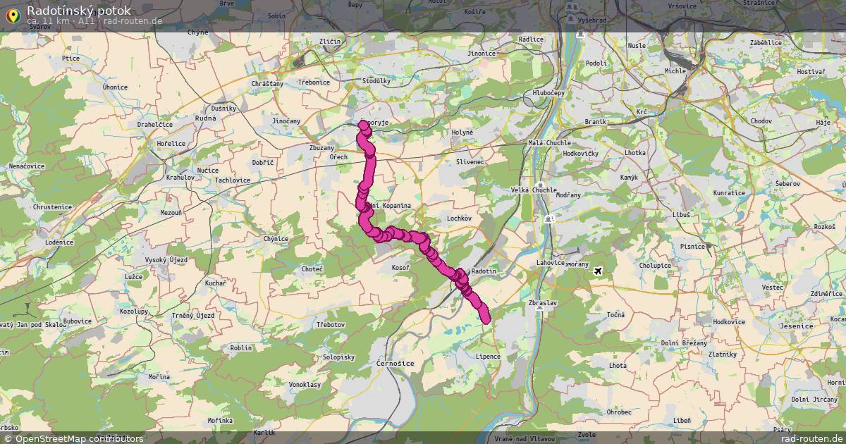 Radotínský potok (A11) – Fernradroute auf Rad-Routen.de