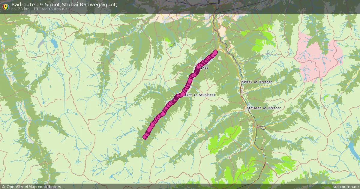 Radroute 19 "Stubai Radweg" (19) – Fernradroute auf Rad-Routen.de