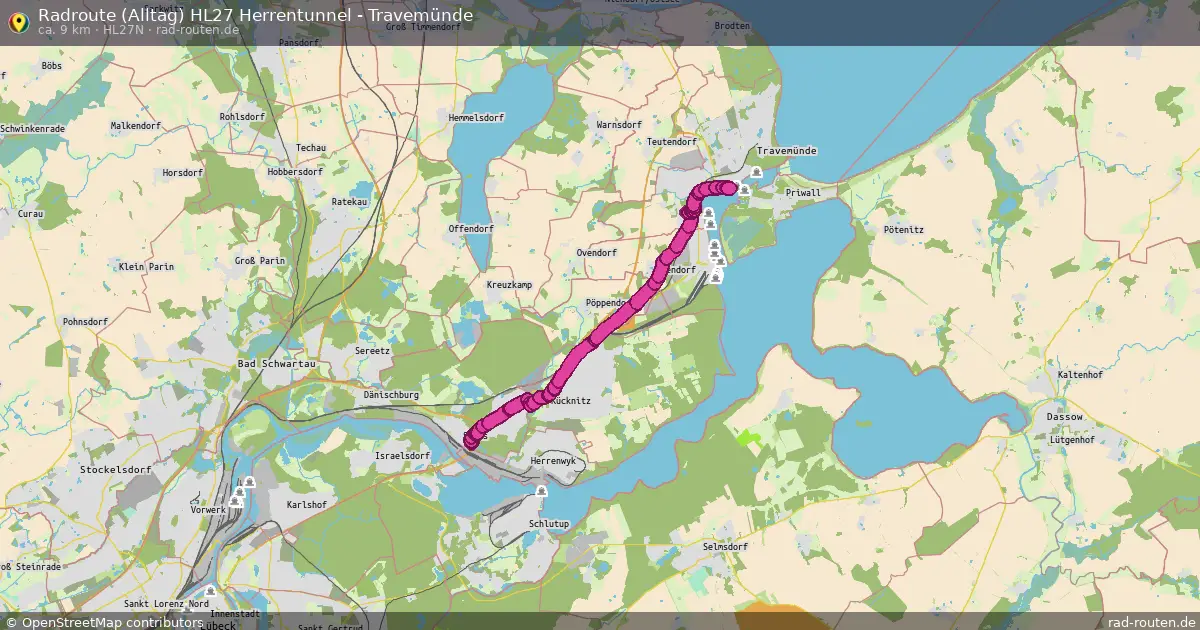 Radroute (Alltag) HL27 Herrentunnel - Travemünde (HL27N) – Fernradroute auf Rad-Routen.de