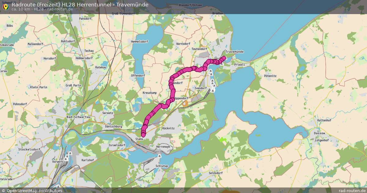Radroute (Freizeit) HL28 Herrentunnel - Travemünde (HL28) – Fernradroute auf Rad-Routen.de