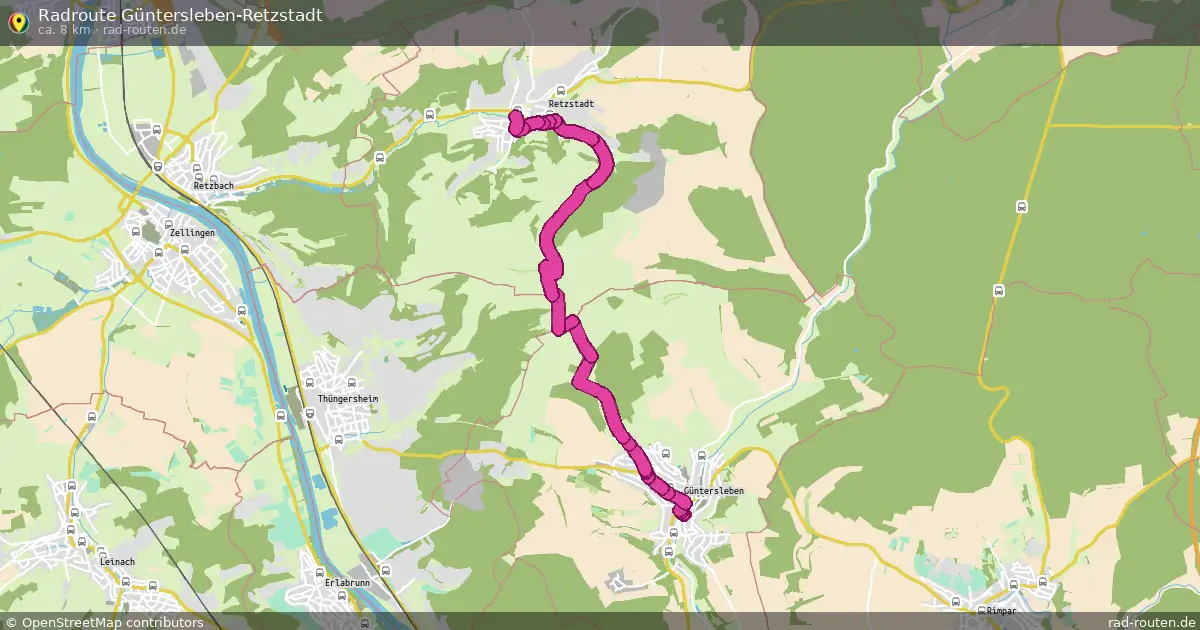 Radroute Güntersleben-Retzstadt – Fernradroute auf Rad-Routen.de
