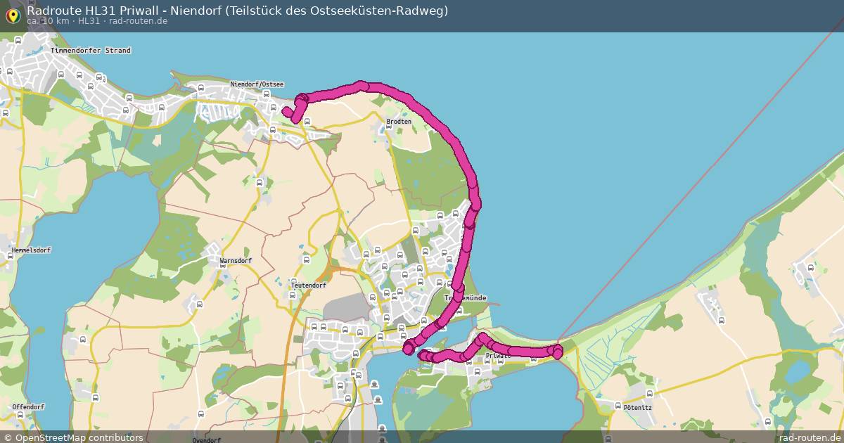 Radroute HL31 Priwall - Niendorf (Teilstück des Ostseeküsten-Radweg) (HL31) – Fernradroute auf Rad-Routen.de