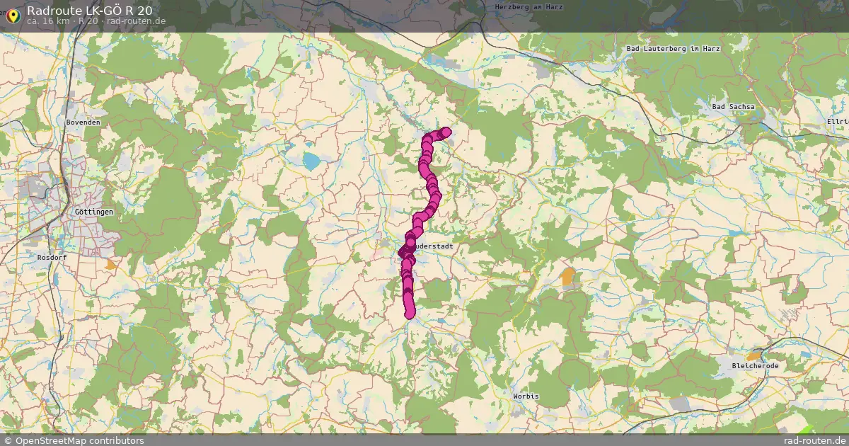 Radroute LK-GÖ R 20 (R 20) – Fernradroute auf Rad-Routen.de