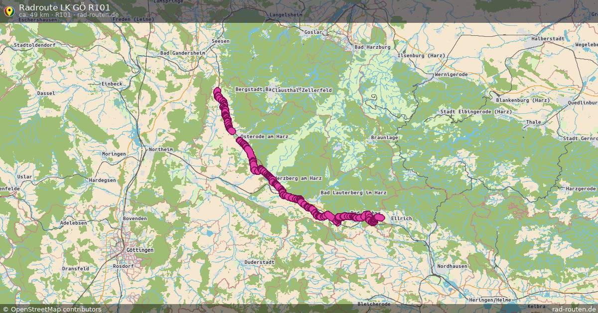 Radroute LK GÖ R101 (R101) – Fernradroute auf Rad-Routen.de