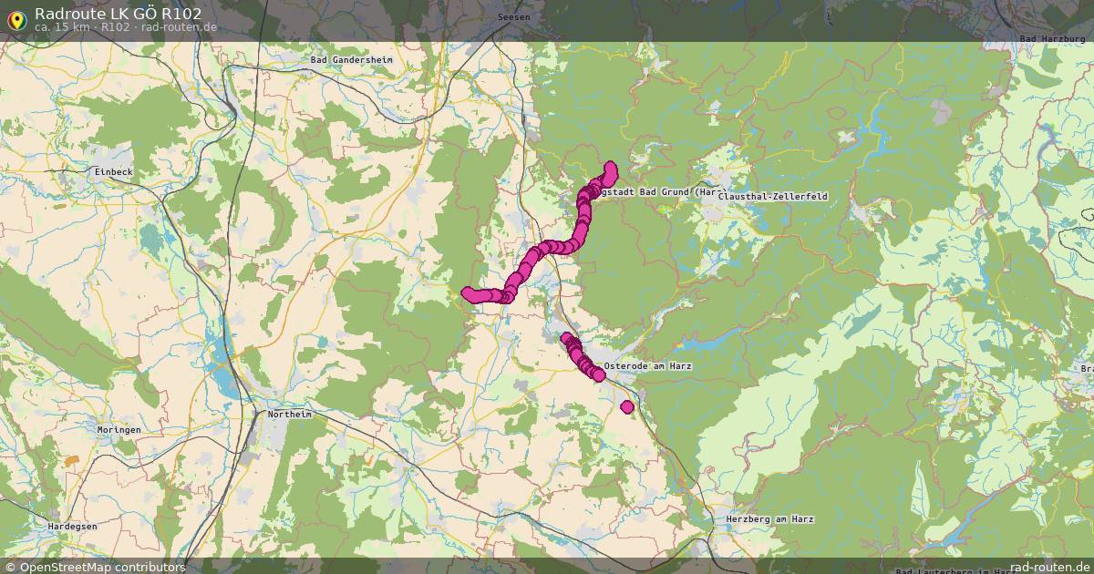 Radroute LK GÖ R102 (R102) – Fernradroute auf Rad-Routen.de