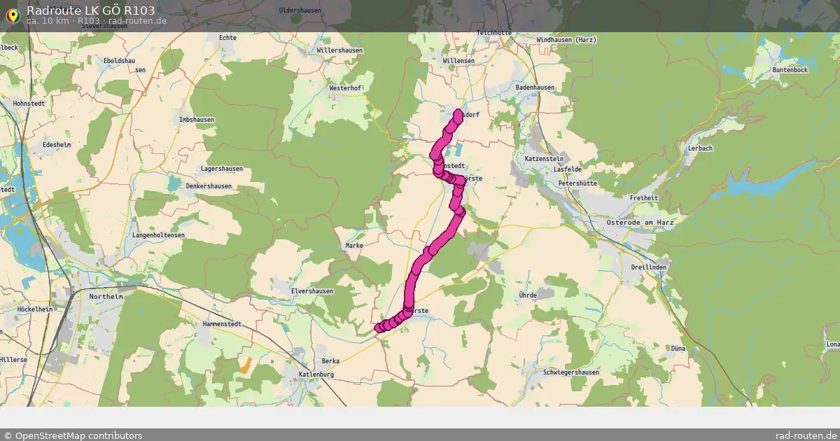 Radroute LK GÖ R103 (R103) – Fernradroute auf Rad-Routen.de