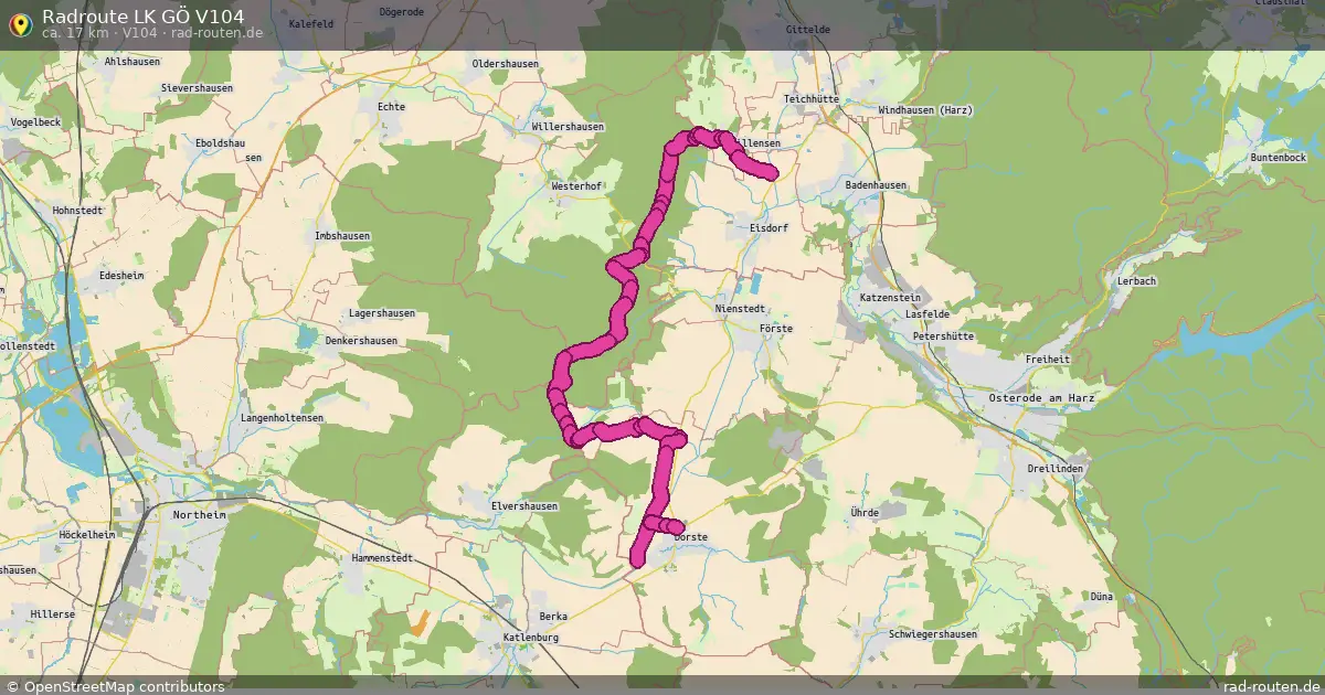 Radroute LK GÖ V104 (V104) – Fernradroute auf Rad-Routen.de