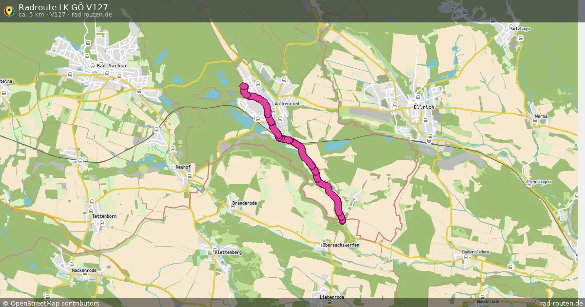 Radroute LK GÖ V127 (V127) – Fernradroute auf Rad-Routen.de