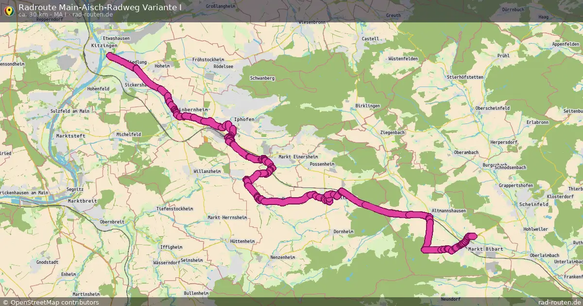 Radroute Main-Aisch-Radweg Variante I (MA I) – Fernradroute auf Rad-Routen.de