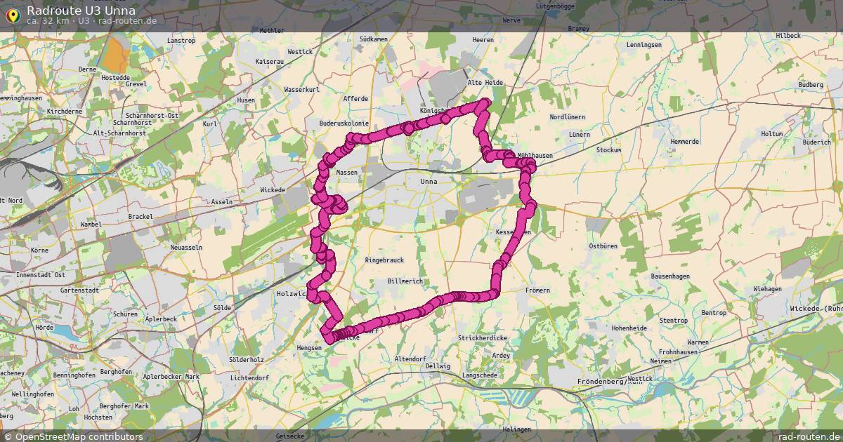 Radroute U3 Unna (U3) – Fernradroute auf Rad-Routen.de