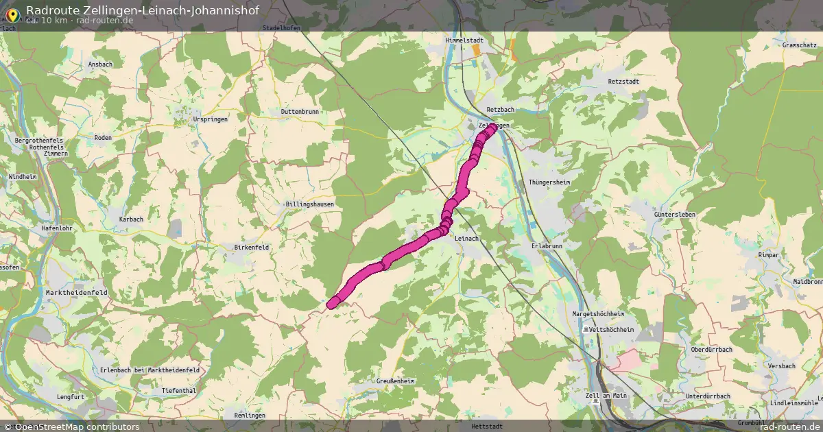 Radroute Zellingen-Leinach-Johannishof – Fernradroute auf Rad-Routen.de