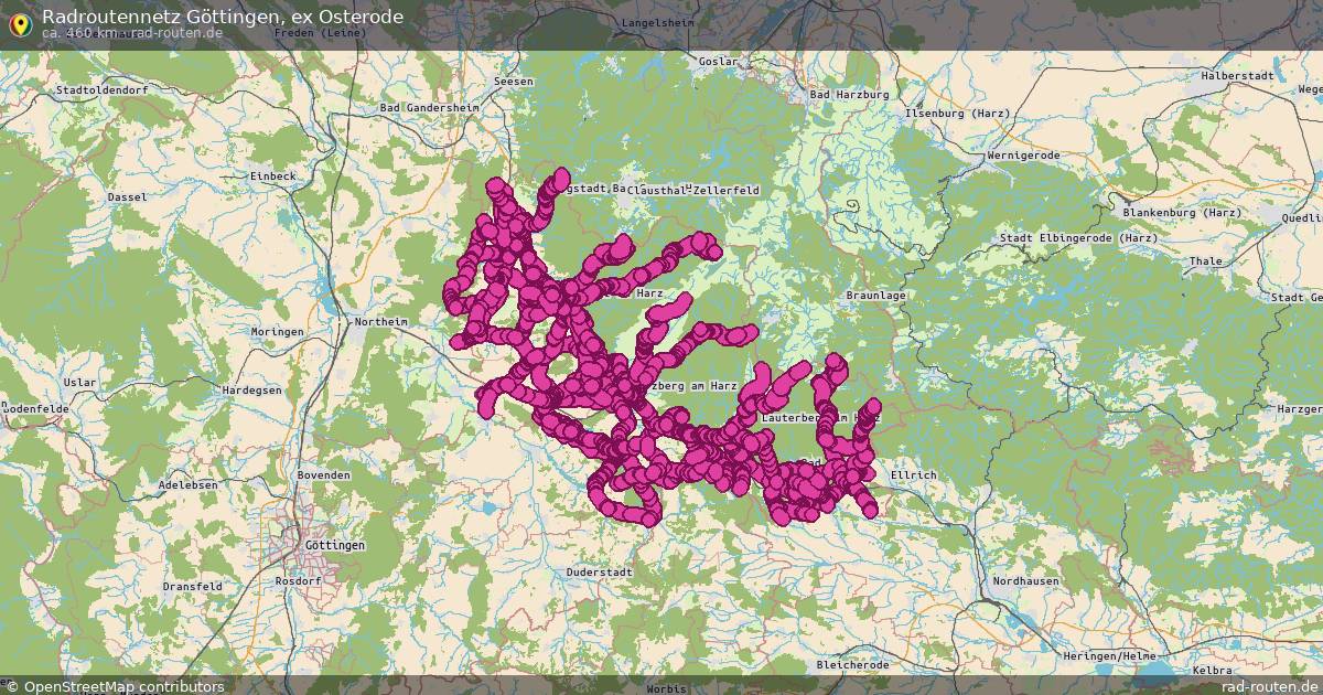 Radroutennetz Göttingen, ex Osterode – Fernradroute auf Rad-Routen.de