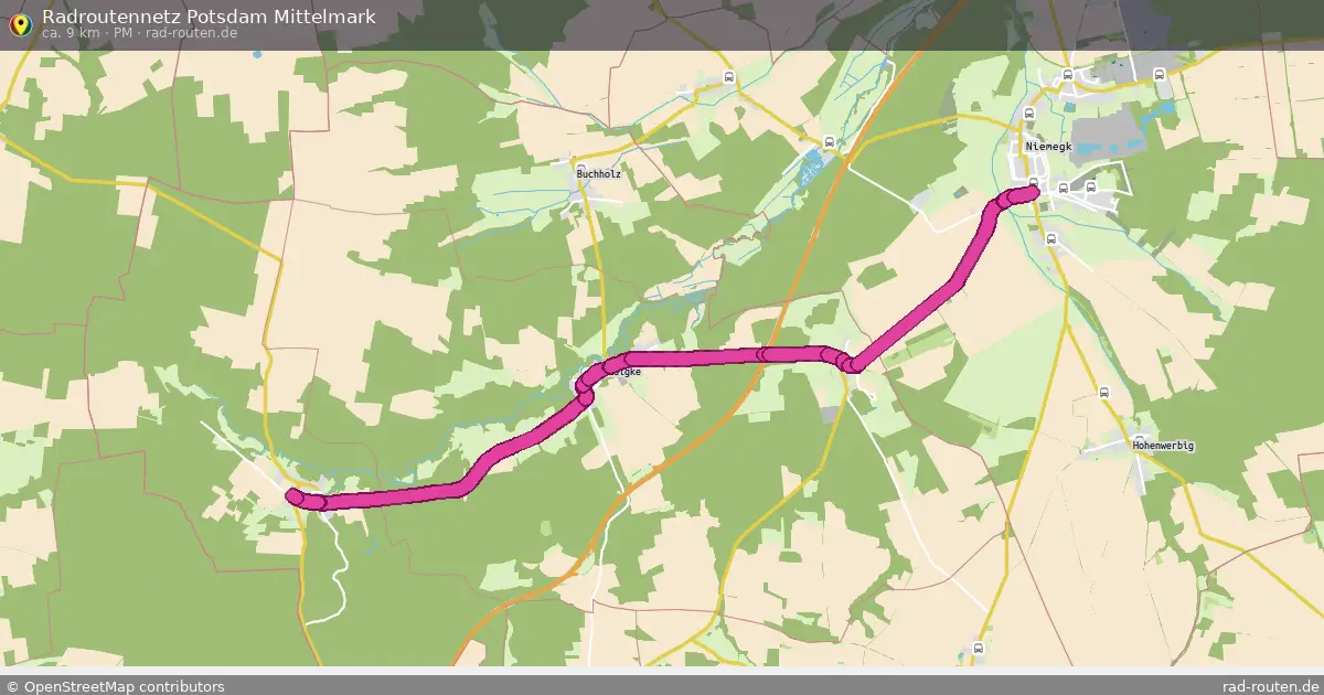 Radroutennetz Potsdam Mittelmark (PM) – Fernradroute auf Rad-Routen.de