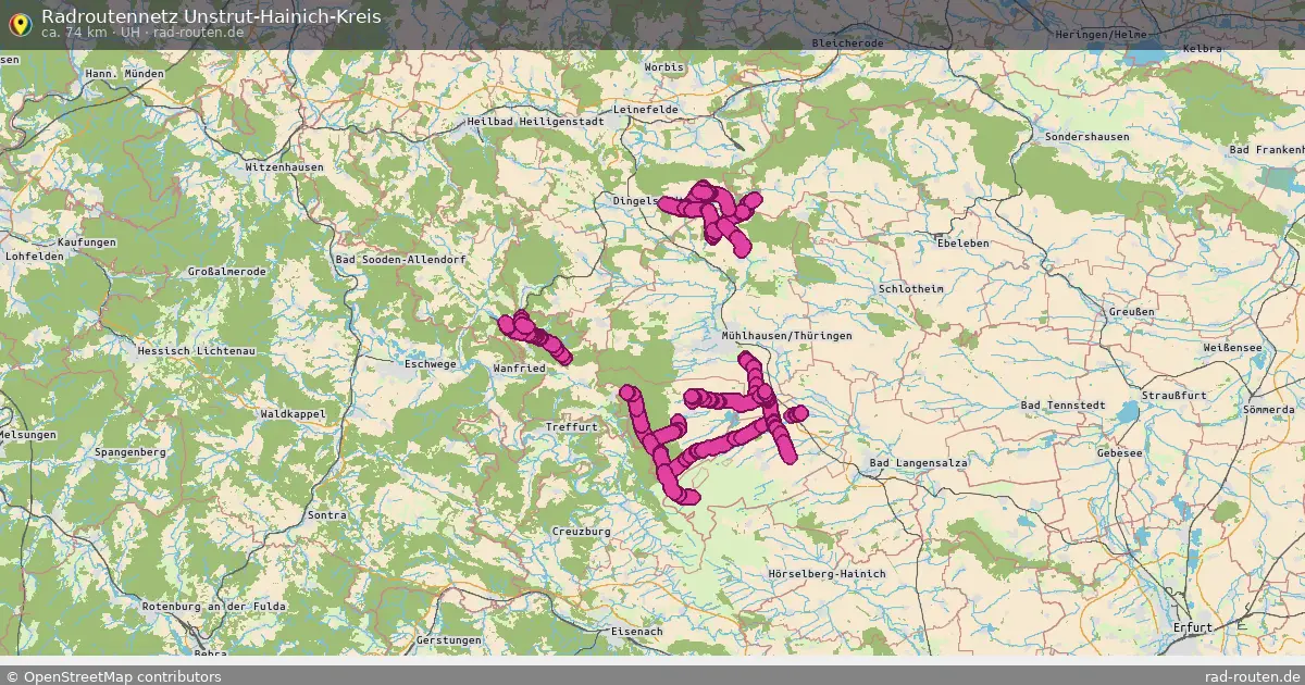 Radroutennetz Unstrut-Hainich-Kreis (UH) – Fernradroute auf Rad-Routen.de