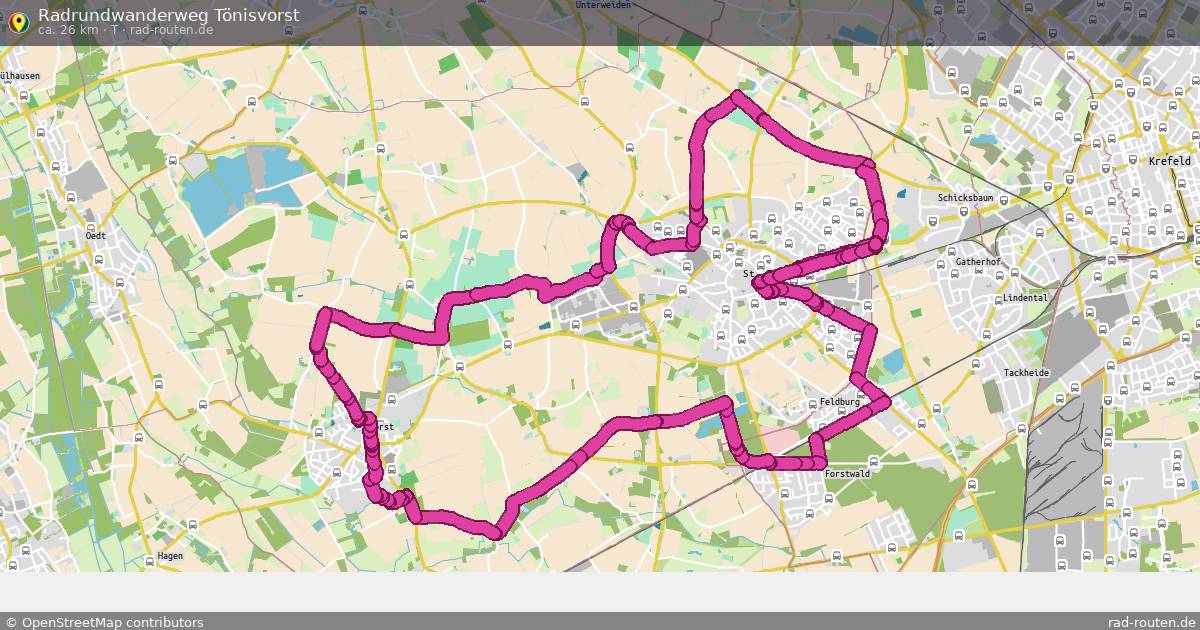 Radrundwanderweg Tönisvorst (T) – Fernradroute auf Rad-Routen.de