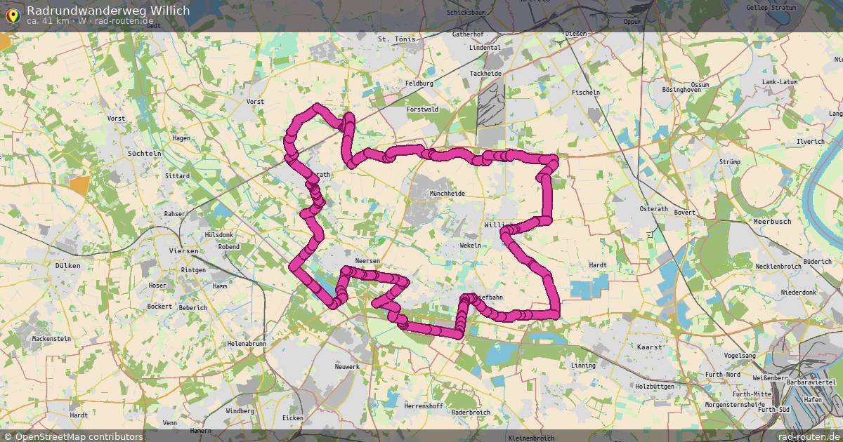Radrundwanderweg Willich (W) – Fernradroute auf Rad-Routen.de