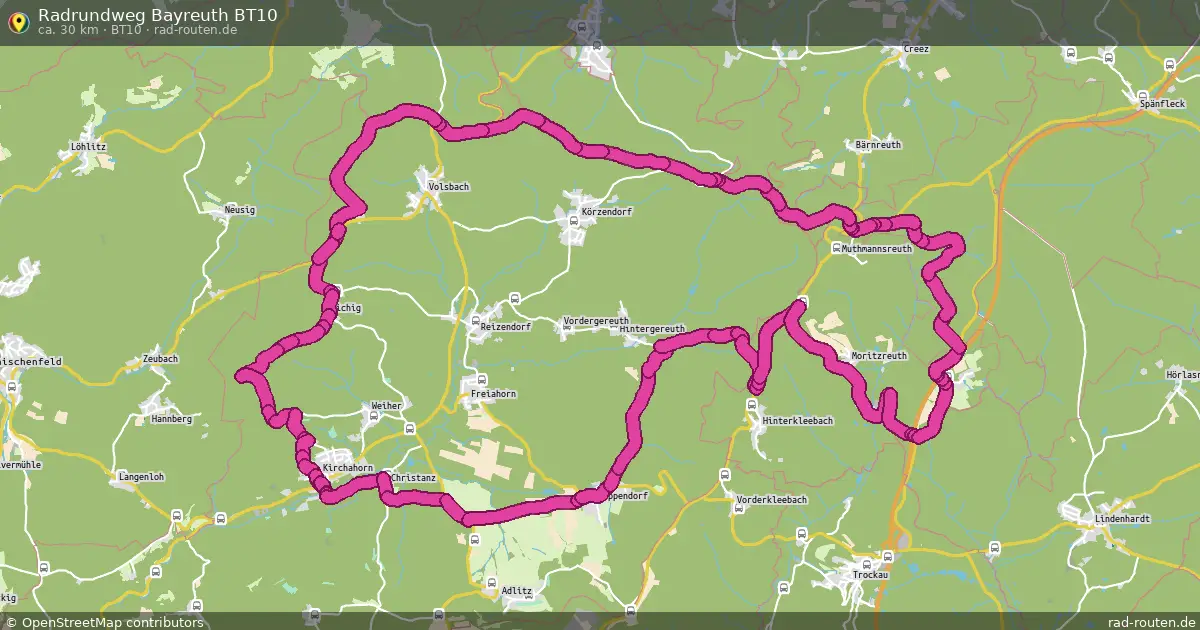 Radrundweg Bayreuth BT10 (BT10) – Fernradroute auf Rad-Routen.de
