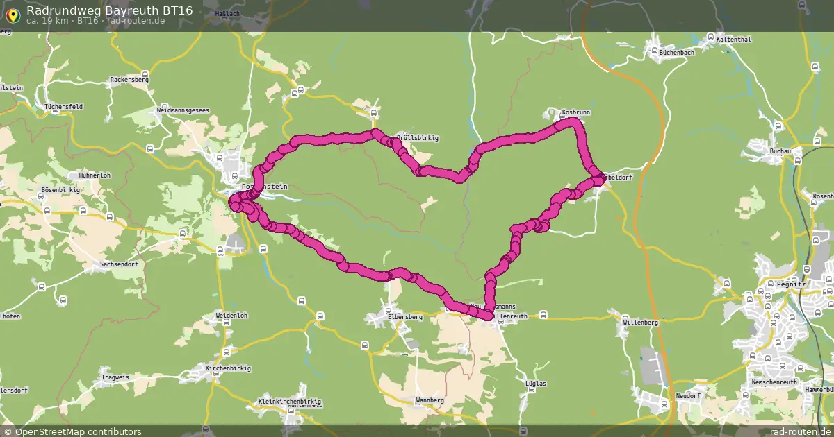 Radrundweg Bayreuth BT16 (BT16) – Fernradroute auf Rad-Routen.de