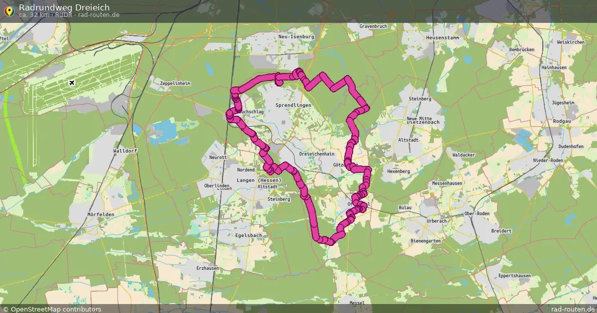 Radrundweg Dreieich (RuDr) (Rundweg) in Dreieich – Fernradroute, ca. 32 km auf Rad-Routen.de