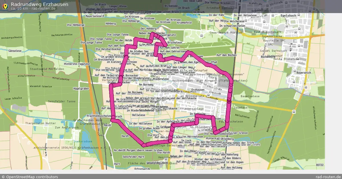 Radrundweg Erzhausen – Fernradroute auf Rad-Routen.de