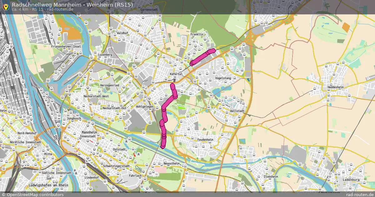 Radschnellweg Mannheim - Weinheim (RS15) (RS 15) – Fernradroute auf Rad-Routen.de