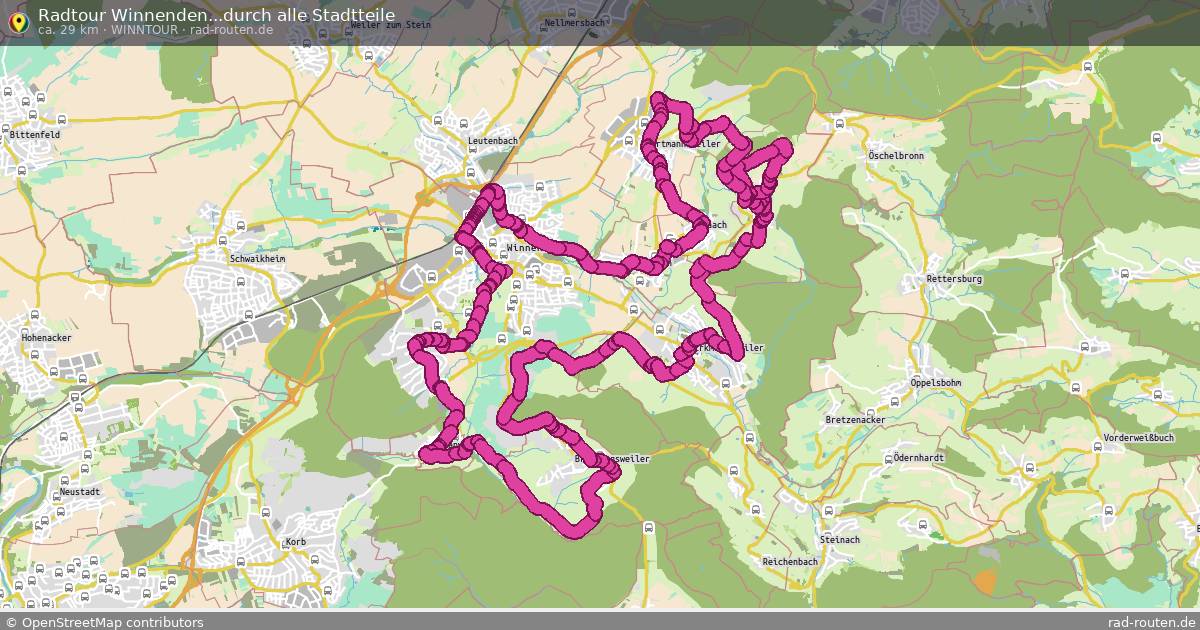 Radtour Winnenden...durch alle Stadtteile (WinnTour) – Fernradroute auf Rad-Routen.de