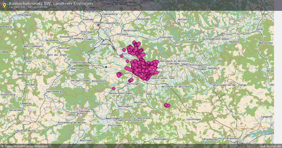 Radverkehrsnetz BW, Landkreis Esslingen