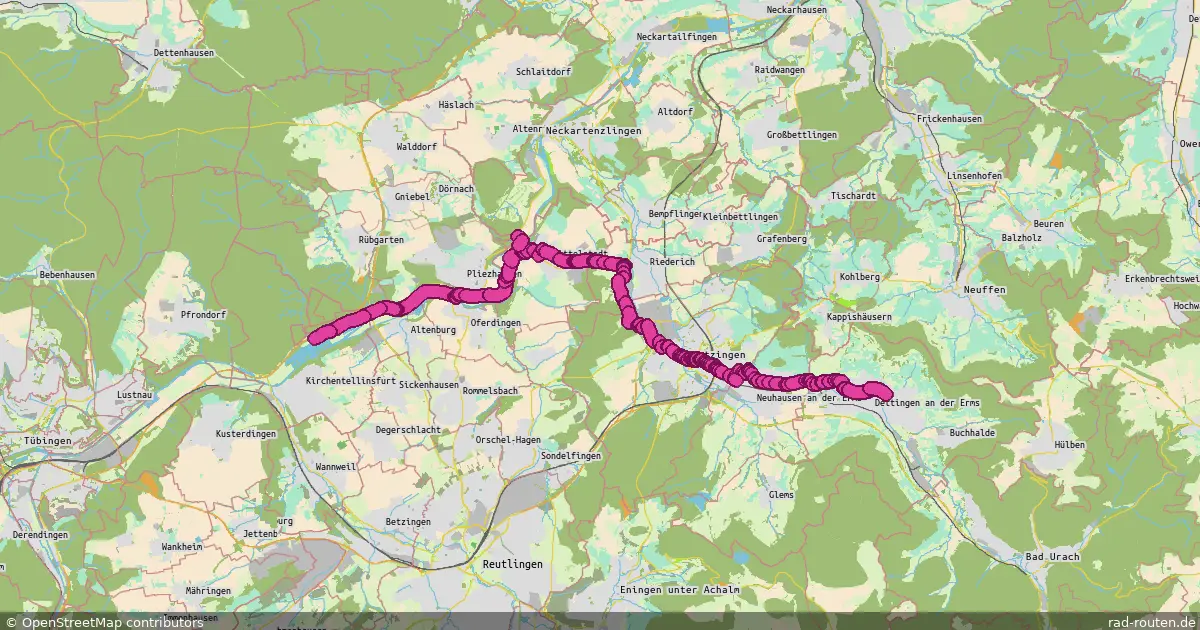 Radverkehrsnetz BW, Landkreis Reutlingen – Fernradroute auf Rad-Routen.de