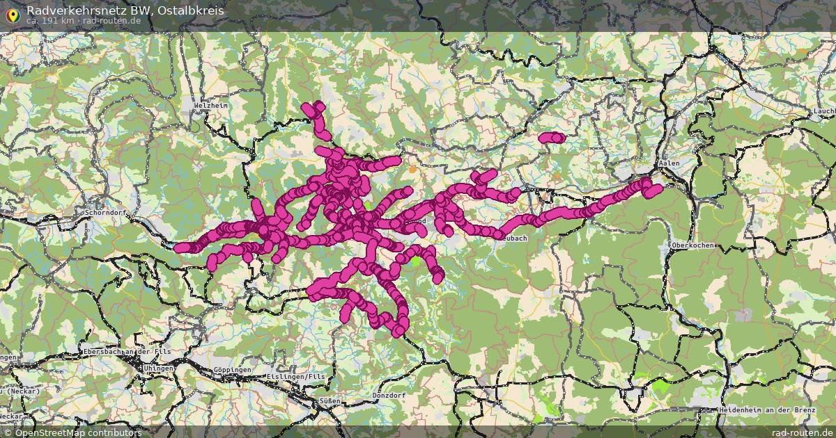 Radverkehrsnetz BW, Ostalbkreis – Fernradroute auf Rad-Routen.de