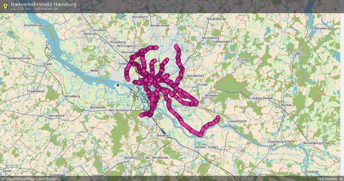 Radverkehrsnetz Hamburg – Fernradroute auf Rad-Routen.de