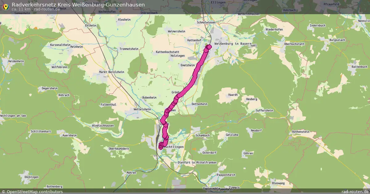 Radverkehrsnetz Kreis Weißenburg-Gunzenhausen – Fernradroute auf Rad-Routen.de