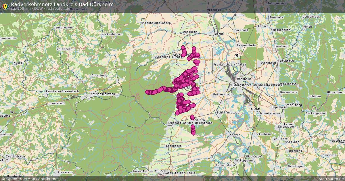 Radverkehrsnetz Landkreis Bad Dürkheim (DÜW) – Fernradroute auf Rad-Routen.de