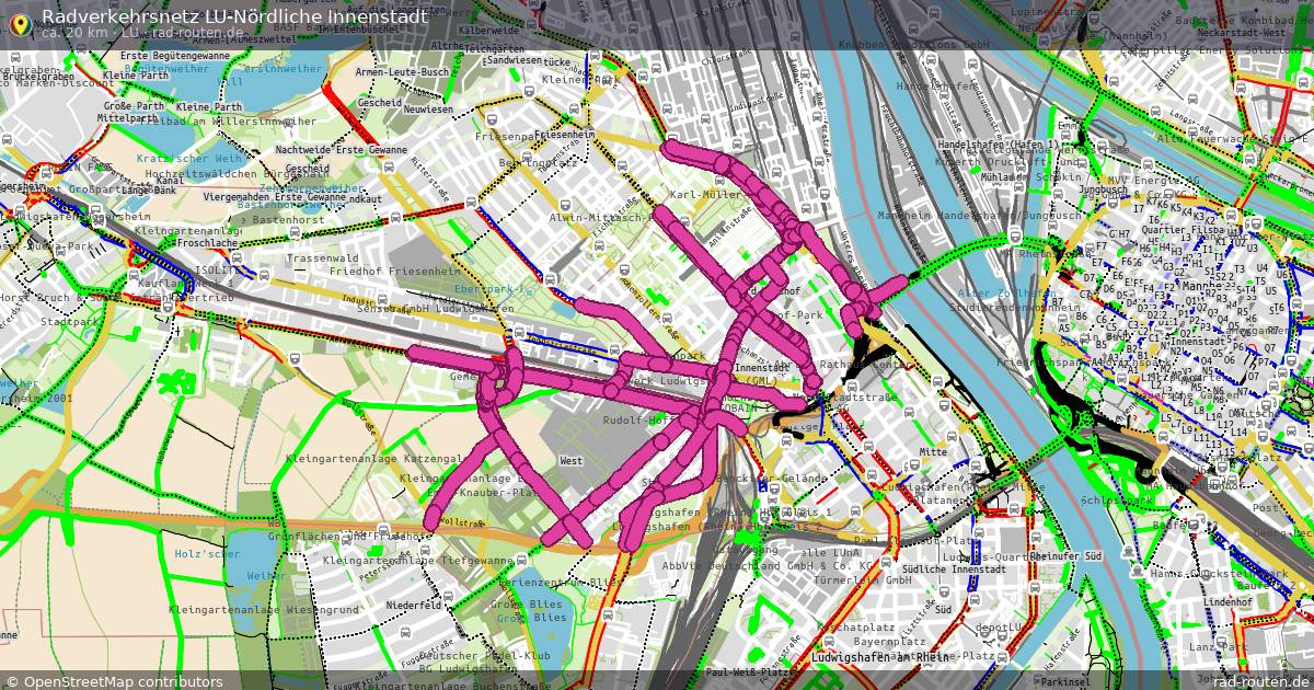 Radverkehrsnetz LU-Nördliche Innenstadt (LU) – Fernradroute auf Rad-Routen.de
