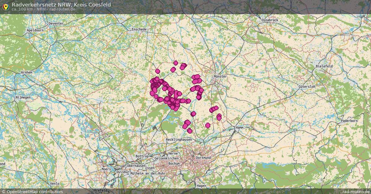 Radverkehrsnetz NRW, Kreis Coesfeld (NRW) – Fernradroute auf Rad-Routen.de