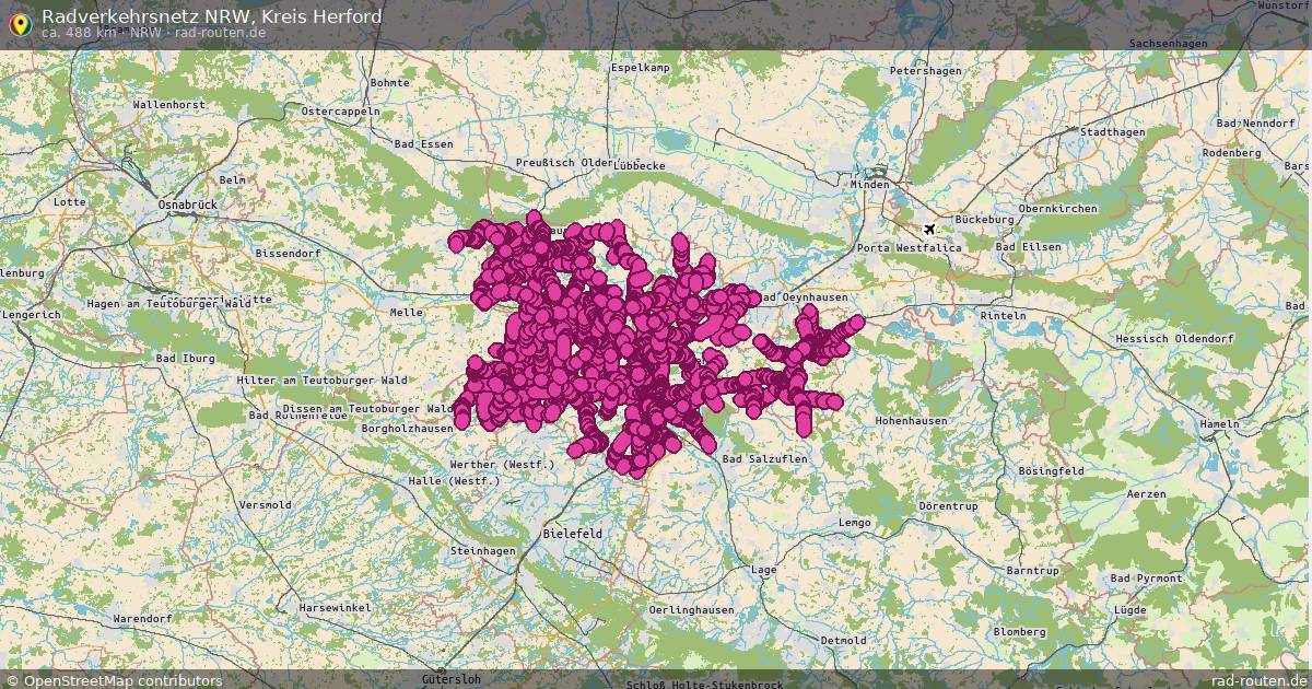Radverkehrsnetz NRW, Kreis Herford (NRW) – Fernradroute auf Rad-Routen.de