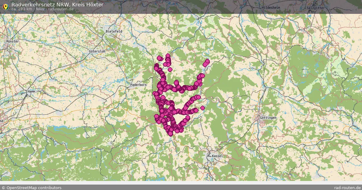 Radverkehrsnetz NRW, Kreis Höxter (NRW) – Fernradroute auf Rad-Routen.de