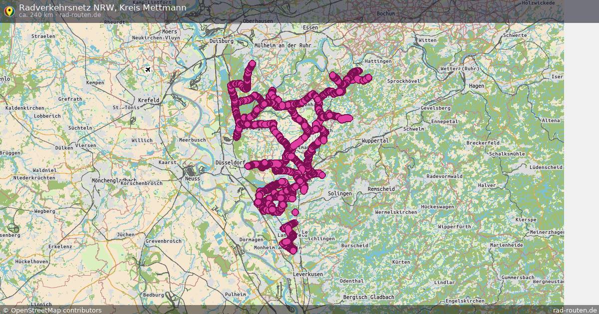 Radverkehrsnetz NRW, Kreis Mettmann – Fernradroute auf Rad-Routen.de